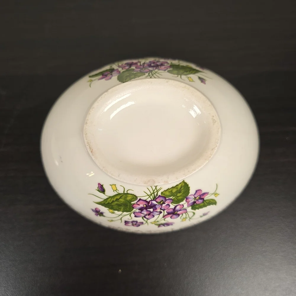 Vintage Spring Violet Cream & Sugar Set Gold Trim Floral
